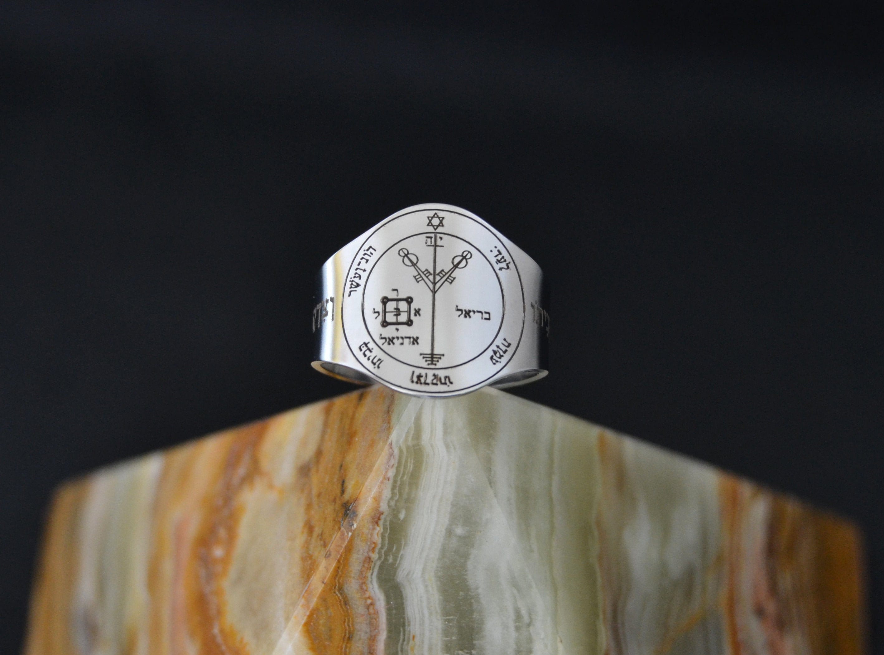 Ring of the fourth Pentacle of Jupiter adjustable in 316L stainless steel