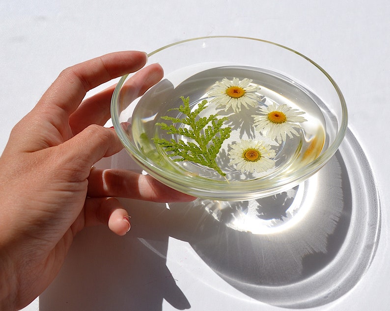 flower jewellery dish pressed flower glass trinket dish Resin trinket dish flower dish Ring Dish resin ring dish preserved flowers