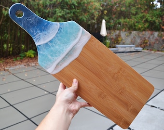 Cheese board, charcuterie board, resin cheese board, ocean resin art board, christmas gift, resin beach cheese board