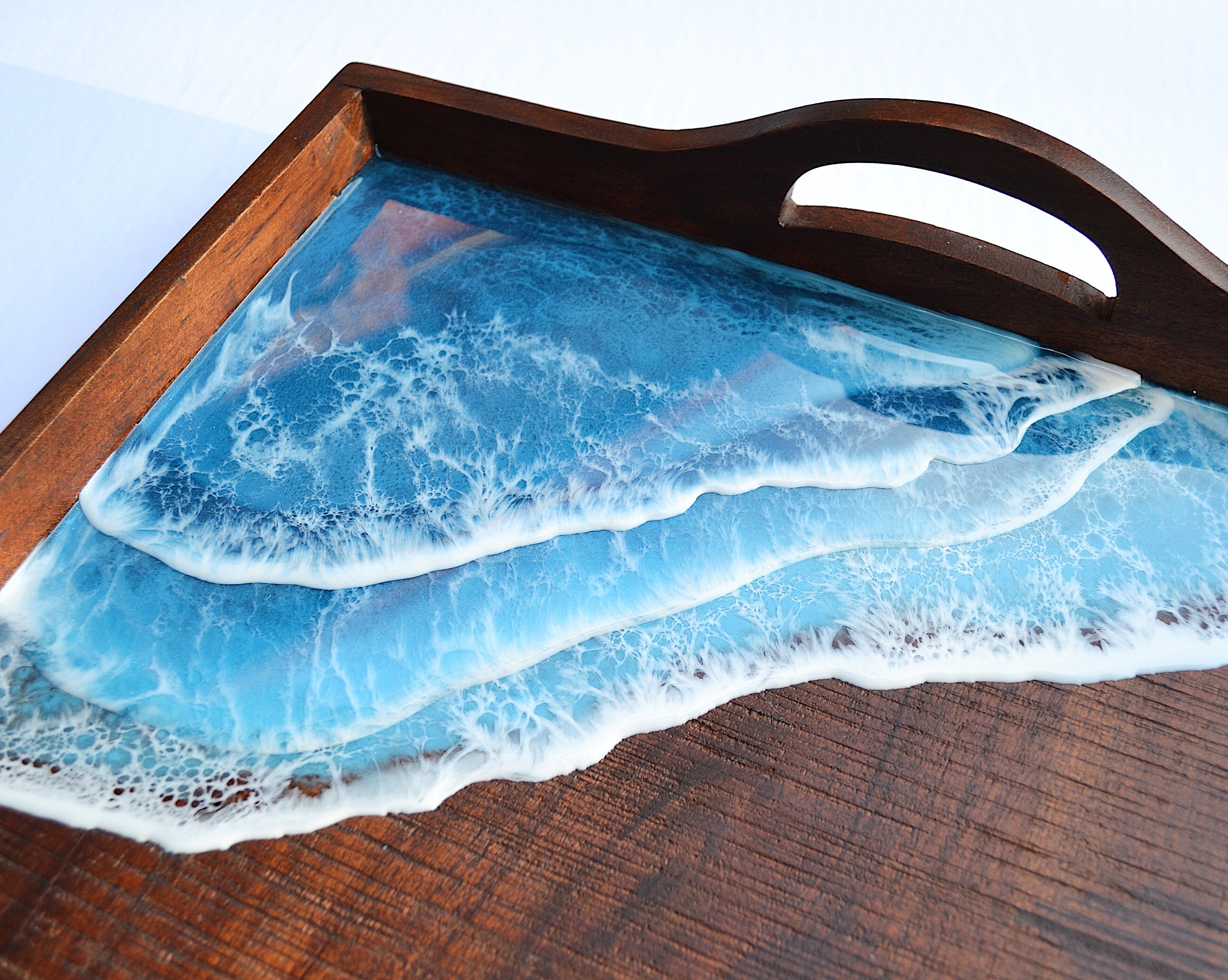 Wood Resin Serving Tray Resin Ocean Serving Tray Resin Ocean Etsy