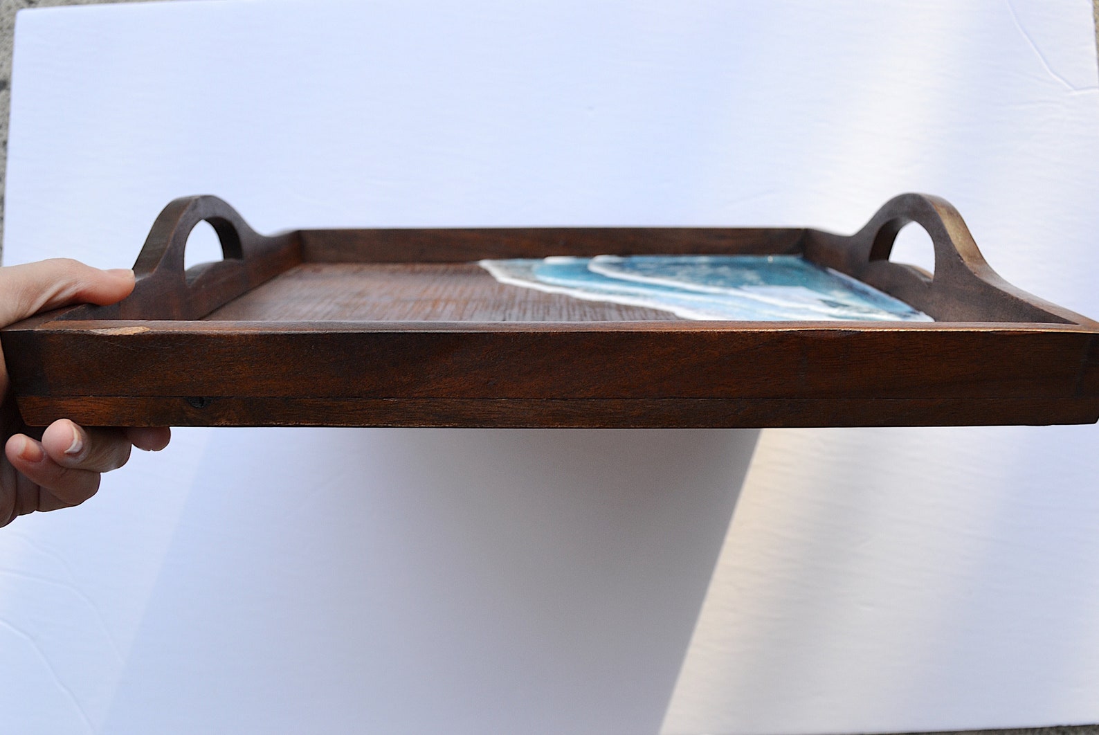 Wood Resin Serving Tray Resin Ocean Serving Tray Resin Ocean Etsy