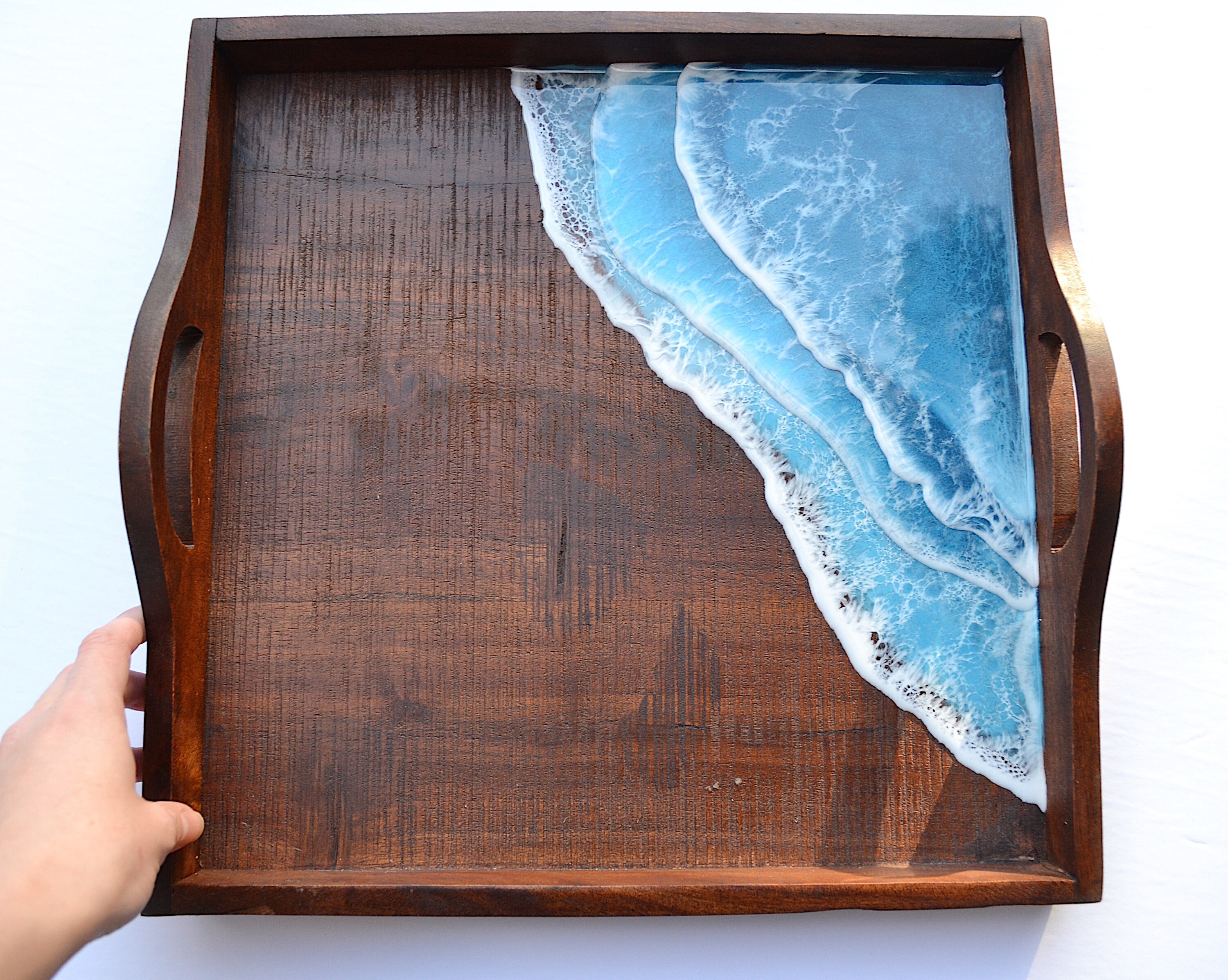 Wood Resin Serving Tray Resin Ocean Serving Tray Resin Ocean Etsy