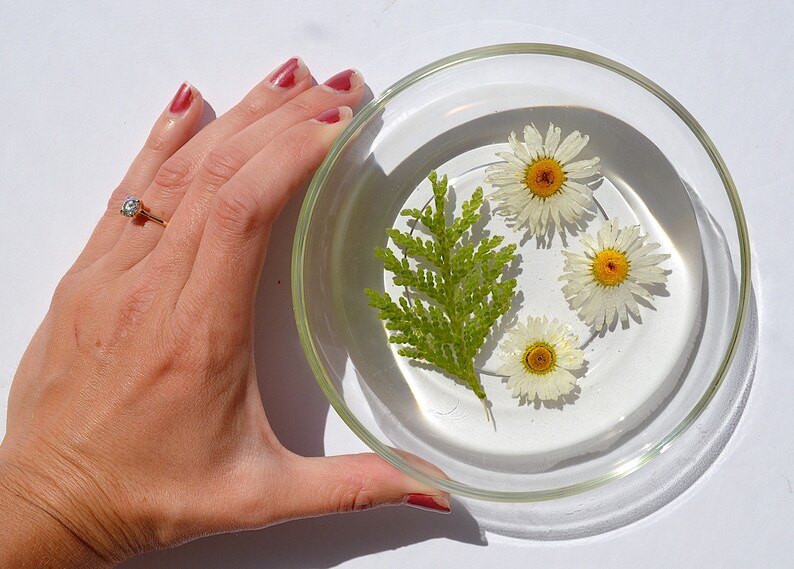flower jewellery dish pressed flower glass trinket dish Resin trinket dish flower dish Ring Dish resin ring dish preserved flowers