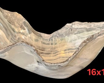 WOW...BEAUTIFUL ICEY White & Grey onyx bowl