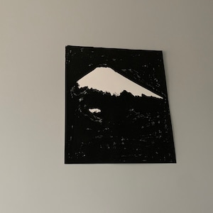 Handmade Original Mount Fuji Painting /Original Ink Painting / Monochrome Sumi Ink Japanese Painting/ Black and White Abstract Wall Art