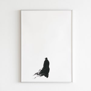 SOLITARY, Original Watercolor Minimalist Painting, Brushstroke Asian Art, Rumi Sumi-e ink Painting Giclee Print image 1