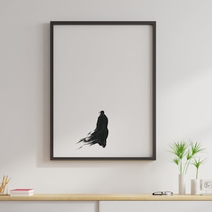 SOLITARY, Original Watercolor Minimalist Painting, Brushstroke Asian Art, Rumi Sumi-e ink Painting Giclee Print image 3