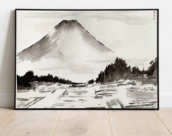 MAJESTIC FUJI - Handpainted Watercolor painting, Original Watercolor handmade Art (NOT a Print)