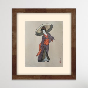 DANCING GEISHA, Handpainted Original Watercolor Painting, Geisha watercolor wall art, Japanese Culture painting, Japanese Geisha Wall Art