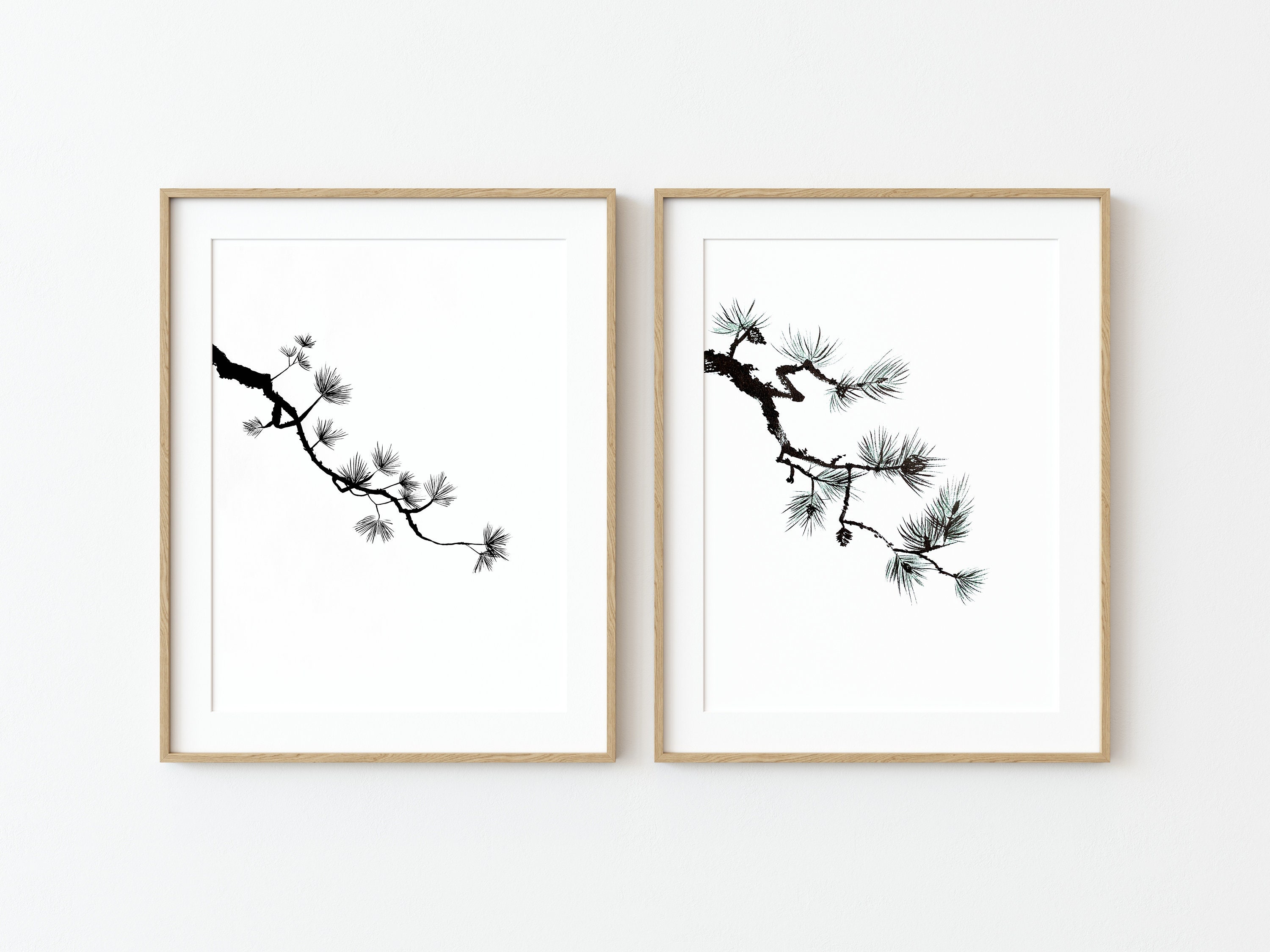 未使用完品３点セット❢春嘉 美しい細密画❢珍しい反縁絵付け鉢❢五彩山水図丸鉢❢ Sumie Bamboo — Original Sumi-e Wall Art in Japanese Ink
