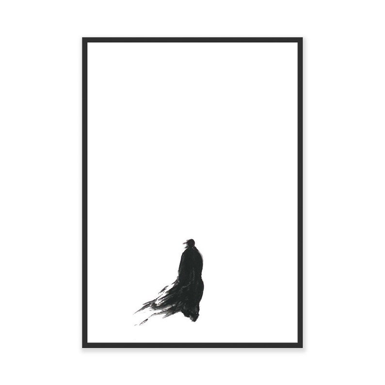 SOLITARY, Original Watercolor Minimalist Painting, Brushstroke Asian Art, Rumi Sumi-e ink Painting Giclee Print image 5