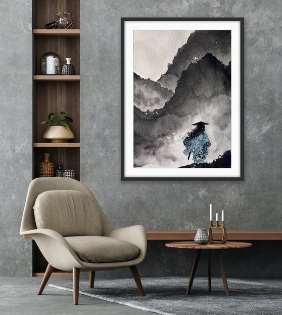 Original Watercolor Painting THE LONE SAMURAI Handmade - Etsy UK Original Watercolor Painting THE LONE SAMURAI Handmade - Etsy UK