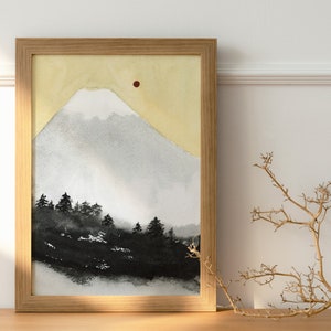 Mount Fuji Original 5x7 inch Watercolor Painting on Paper,Japanese wall art (NOT a print or Copy)