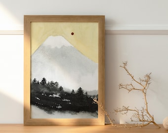 Mount Fuji Original 5x7 inch Watercolor Painting on Paper,Japanese wall art (NOT a print or Copy)