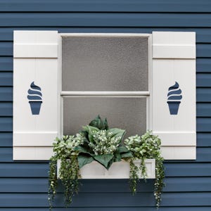 Ice Cream Shop Shutter: Exterior White PVC Board & Batten Decor (Sold Individually)