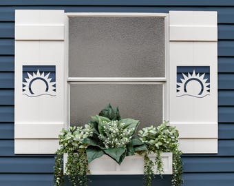 Coastal Exterior Shutter, Custom Sunset Design, Sold Individually