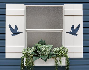 Pelican Shutter: Flying Bird Exterior Design, Beach House Decor (Sold Individually)