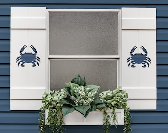 Nautical Crab Shutter, Exterior Crab Decor for your Beach House, Sold Individually