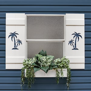 Double Palm Tree Shutters, Custom Housewarming gift for beach lovers, Coastal Decor