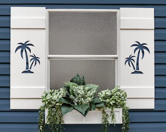 Double Palm Tree Shutter, Custom Exterior Shutters, Coastal Decor, Sold Individually