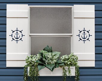 Nautical Anchor Ship Wheel Shutter: Beach House Decor (Sold Individually)