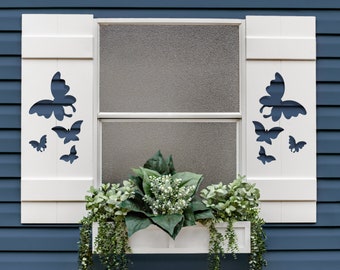 Butterfly Garden Style PVC Outdoor Exterior Shutter, Sold Individually