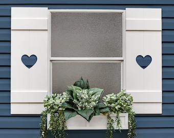 Heart Cottage Shutter: White PVC Board & Batten Exterior Decor (Sold Individually)