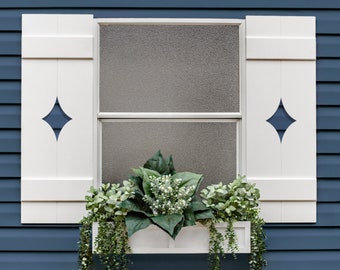 Midcentury Modern Shutter – PVC Exterior Window Decor with Diamond Cutout Design, Sold Individually