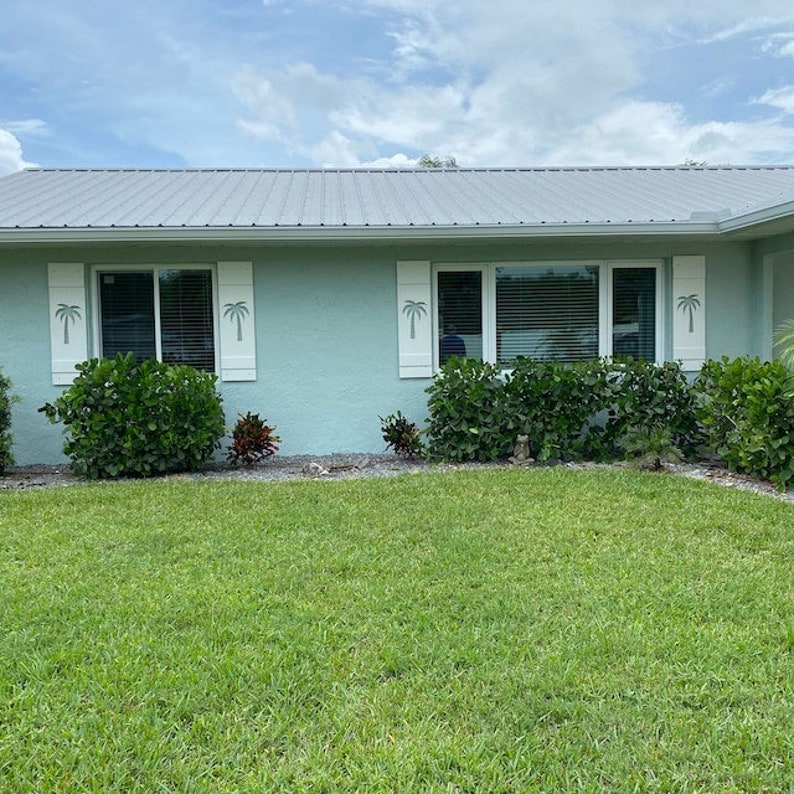 House with Palm Tree Exterior Shutters