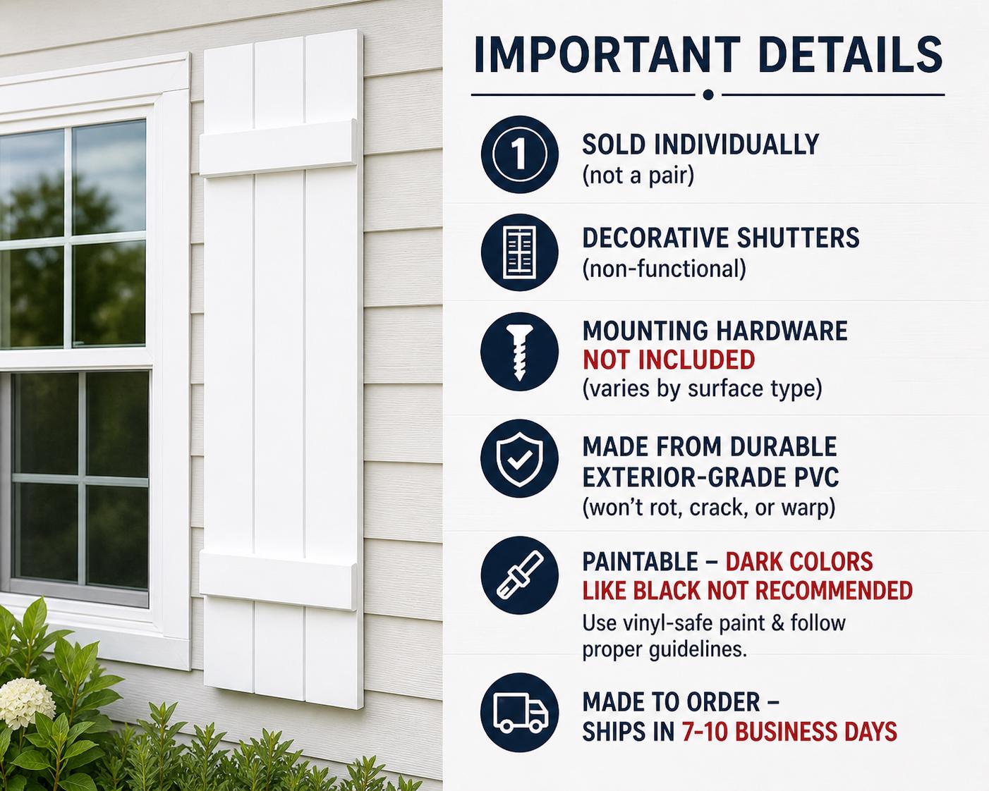 Midcentury Modern Shutter – PVC Exterior Window Decor With Diamond ...