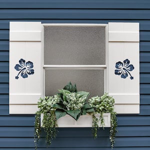 Hibiscus Flower Coastal Shutter – PVC Exterior Window Decor for Tropical Homes, Sold Individually