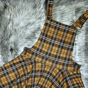 Black overall skirt yellow check sale