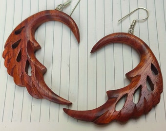 Sustainable Wooden Hook Earrings - Hoops - Sustainably Harvested Walnut Wood Dangle Earrings