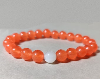 Orange Carnelian Agate Bracelet - Beads Bracelet - Beaded Bracelet - Beads Jewelry - Friendships /relationships /couples - Bracelets Gift