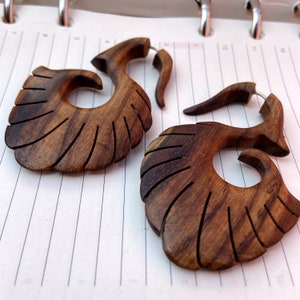 Organic Wood Fake Gauges Hand Carved Duck Shape Wooden - Etsy