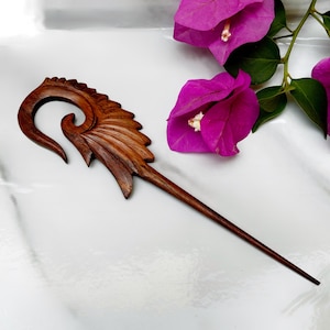 Fairy Hair stick ~ carved wood dragon wing ~ wooden hair fork ~ hair accesories ~ nature girl, Eco-Friendly Gifting ~ Wood Jewelry Designs