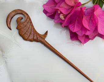 Hand Carved Wooden Hair Stick: Bird Wing Design, Boho Hair  display picture 2