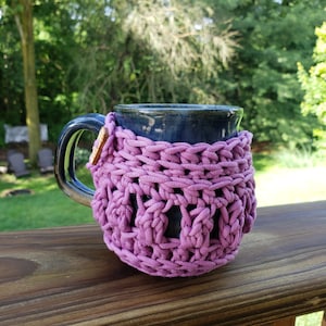 mug cozy, buttoned mug cozy, mug hug, crocheted cozy, crochet, handmade, reusable, eco friendly, coffee, tea, cozy, ready to ship, gift