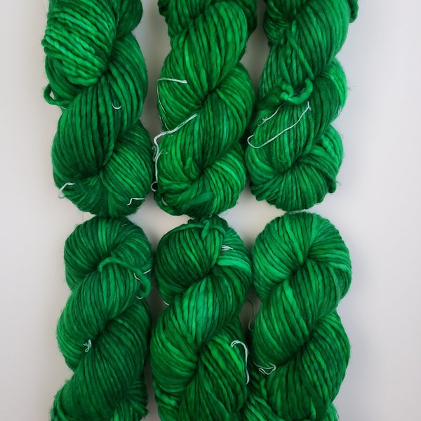 Hand dyed yarn, Emerald, small batch dyer, single ply, light super bulky, indie dyed, gemstone colorway, birthstone collection, wool, nylon