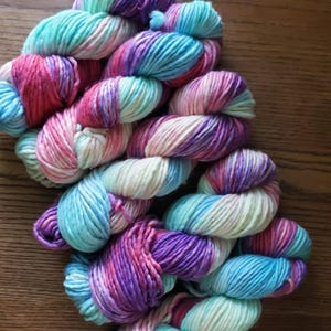 Hand Dyed Yarn: The Crab, Purple Aqua Turquoise Red, Indie Dyed Luxury Fiber