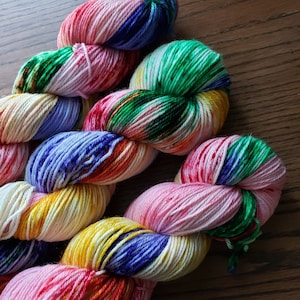 Featherington Hand Dyed Yarn: Rainbow Superwash Merino
