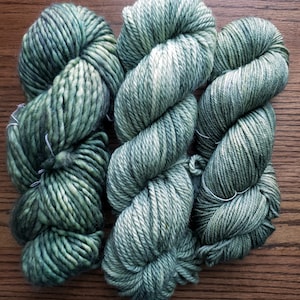 Hand Dyed Yarn: Olive Green Grunge Superwash Merino - All Apologies