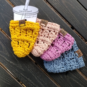 iced coffee sleeve, to-go cozy, iced coffee cozy, crocheted cozy, crocheted coozie, cozy, crochet, reusable, beverage cozy, ready to ship