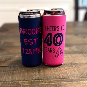 Customizable slim can cozie, personalized slim can cover, monogrammed coozies, spiked seltzer can cooler, slim can huggie