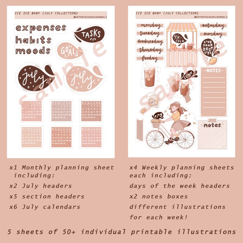 bullet journal printable vintage stickers aesthetic etsy
