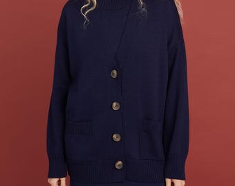 Merino Wool Knit Cardigan: Button-Down Sweater