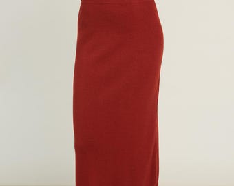 Minimalist Merino Wool Knit Skirt: Flared A-Line Midi