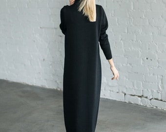 Hoogsluitende truijurk van merinowol – gebreide winterjurk