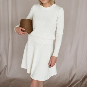 Merino wool skirt, Short knitted skirt, A-line skirt, Wide skirt, Elastic waist skirt, Minimalist knitwear for women, Merino wool outfit
