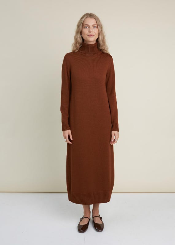 longline knitted dress Handmade Merino Wool Knit Dress: Grey Longline Tunic
